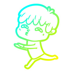 cold gradient line drawing cartoon curious man