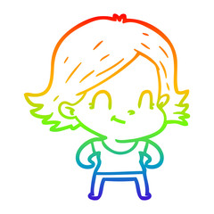 rainbow gradient line drawing cartoon friendly girl