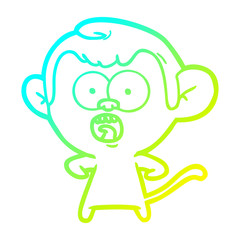 cold gradient line drawing cartoon shocked monkey
