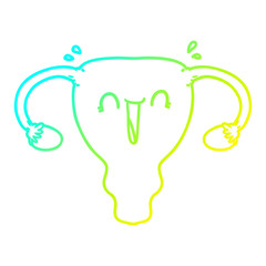 cold gradient line drawing cartoon happy uterus
