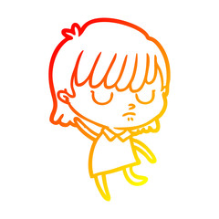 warm gradient line drawing cartoon woman