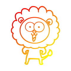 warm gradient line drawing happy cartoon lion