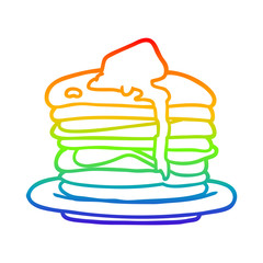 rainbow gradient line drawing stack of pancakes