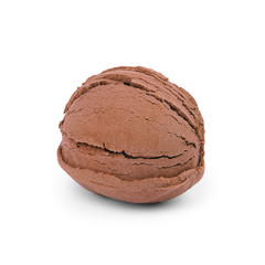 Scoop of chocolate ice cream isolated on white