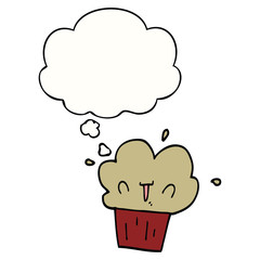 cartoon cupcake and thought bubble