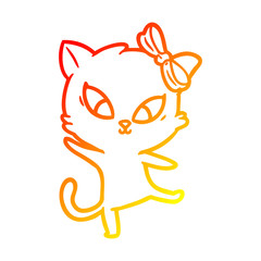 warm gradient line drawing cartoon cat
