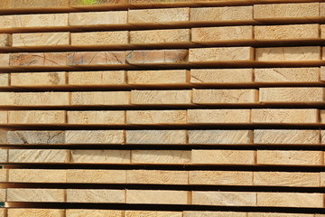 Stack of new wooden studs