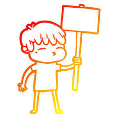 warm gradient line drawing cartoon curious boy