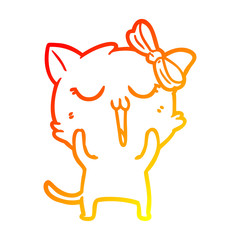 warm gradient line drawing cartoon cat