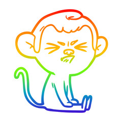 rainbow gradient line drawing cartoon angry monkey
