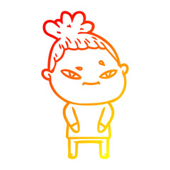 warm gradient line drawing cartoon woman