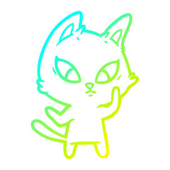 cold gradient line drawing confused cartoon cat