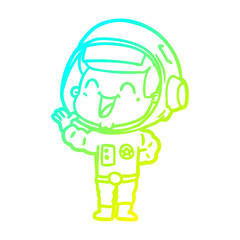 cold gradient line drawing happy cartoon astronaut