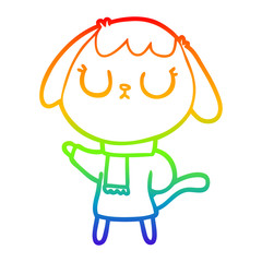 rainbow gradient line drawing cute cartoon dog