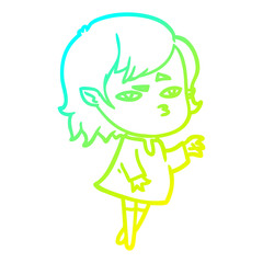 cold gradient line drawing cartoon vampire girl