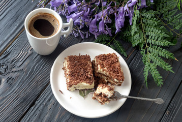 Coffee with cakes close-up