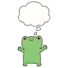 cute cartoon frog and thought bubble