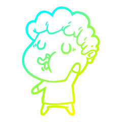cold gradient line drawing cartoon man singing
