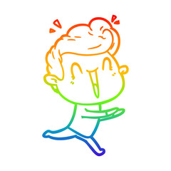 rainbow gradient line drawing cartoon excited man