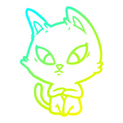 cold gradient line drawing confused cartoon cat