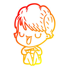 warm gradient line drawing cartoon woman talking