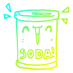 cold gradient line drawing cartoon soda can