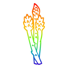 rainbow gradient line drawing cartoon asparagus plant