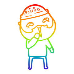 rainbow gradient line drawing cartoon happy bearded man