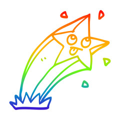 rainbow gradient line drawing cartoon shooting star