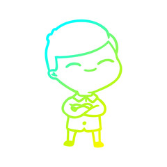 cold gradient line drawing cartoon smiling boy