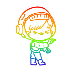 rainbow gradient line drawing angry cartoon space girl