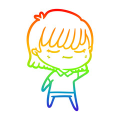 rainbow gradient line drawing cartoon woman