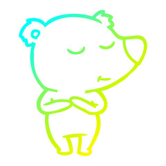 cold gradient line drawing happy cartoon bear