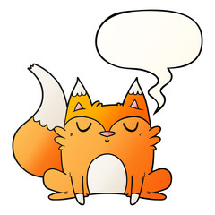 cartoon fox and speech bubble in smooth gradient style