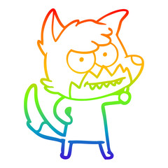 rainbow gradient line drawing cartoon grinning fox
