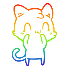 rainbow gradient line drawing cartoon happy cat