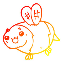 warm gradient line drawing funny cartoon bee