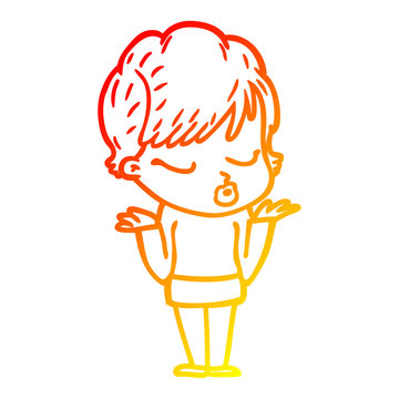 recommend clip art: warm gradient line drawing cartoon woman with eyes shut