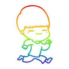 rainbow gradient line drawing cartoon smug boy