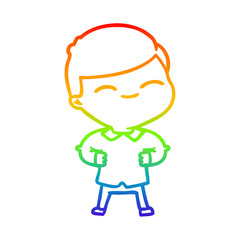 rainbow gradient line drawing cartoon smiling boy