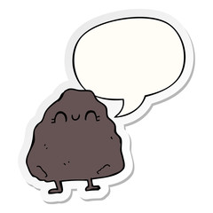 cartoon rock and speech bubble sticker