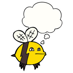 cartoon bee and thought bubble