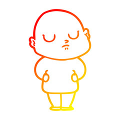 warm gradient line drawing cartoon bald man