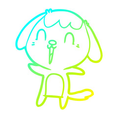 cold gradient line drawing cute cartoon dog