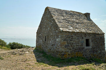 Guard hut with Mont St Michel in the background