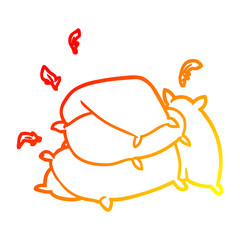 warm gradient line drawing pile of pillows
