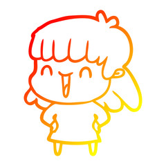 warm gradient line drawing cartoon woman