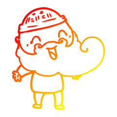 warm gradient line drawing happy bearded man