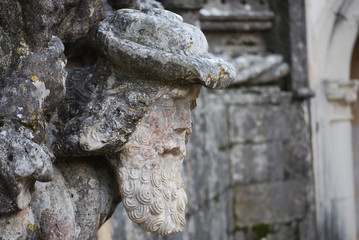 close-up of the ancient stone statue