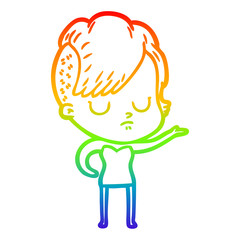 rainbow gradient line drawing cartoon woman